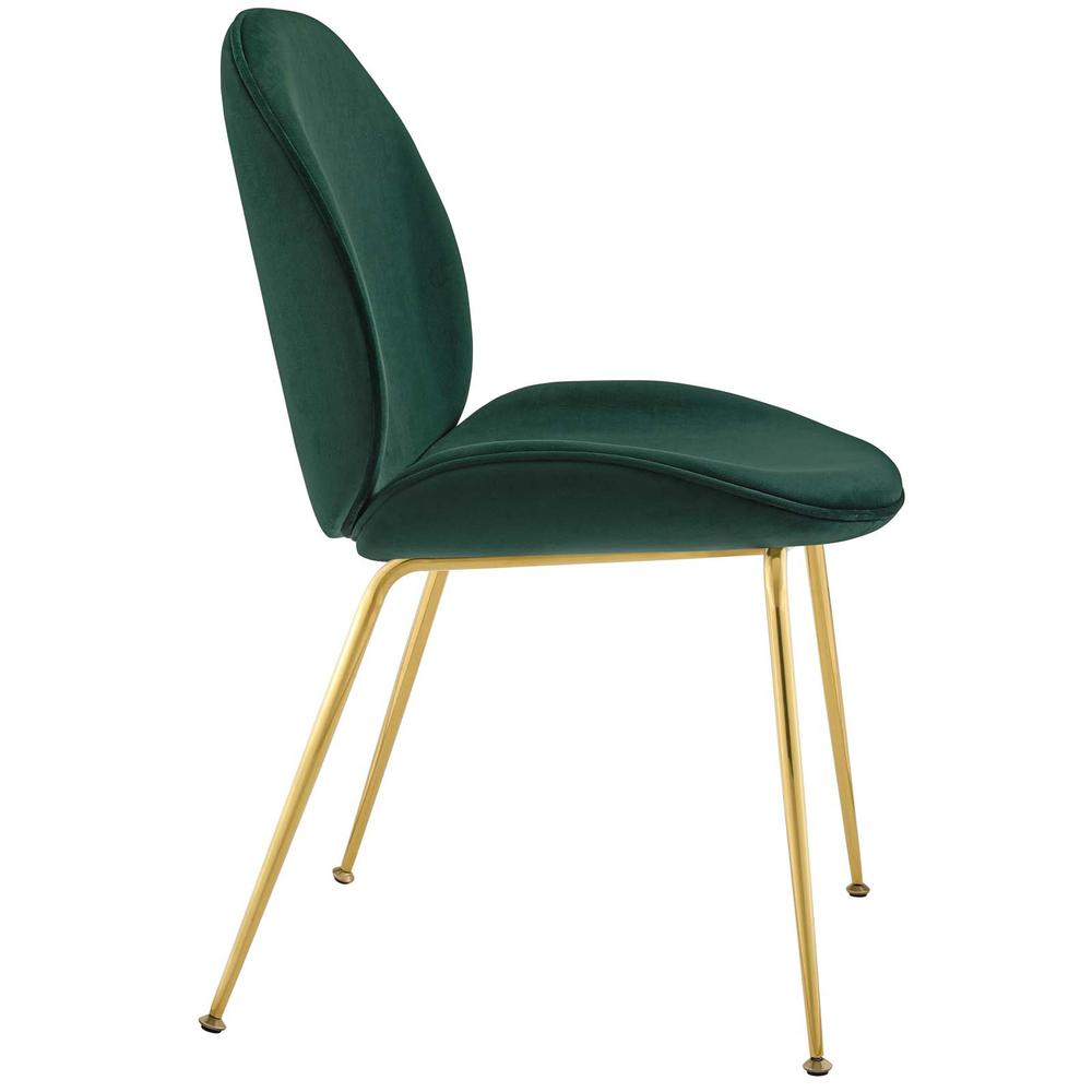 Scoop Gold Stainless Steel Leg Performance Velvet Dining Chair. Picture 2