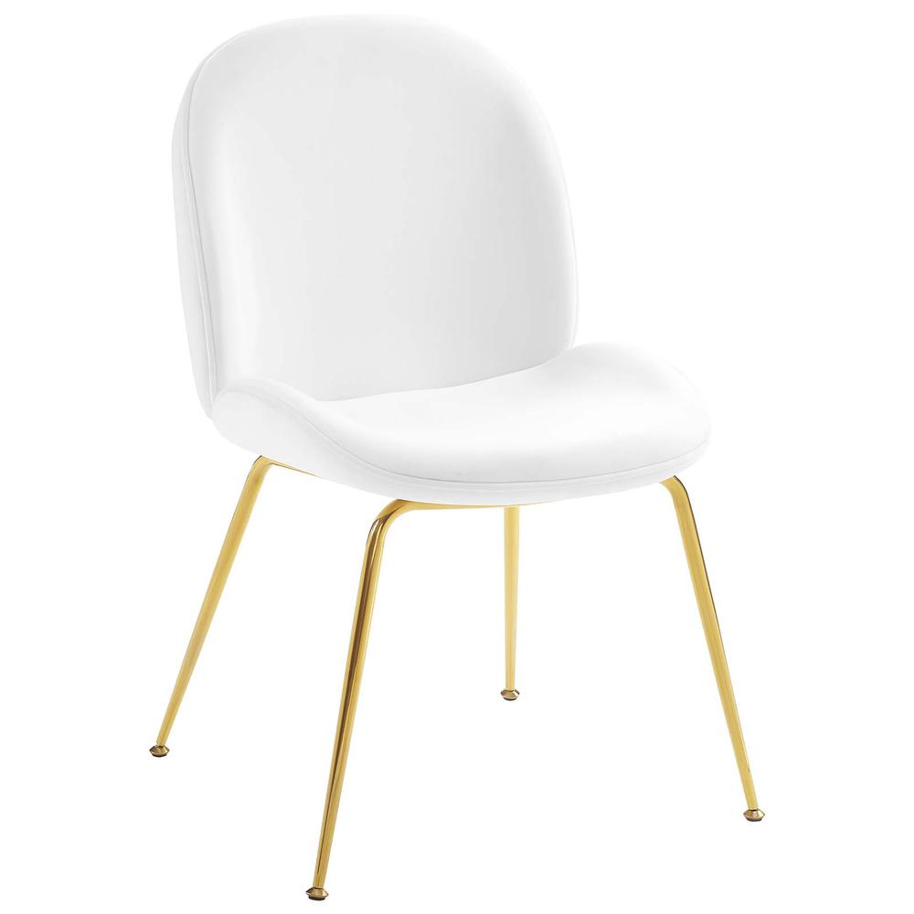Scoop Gold Stainless Steel Leg Performance Velvet Dining Chair. Picture 1