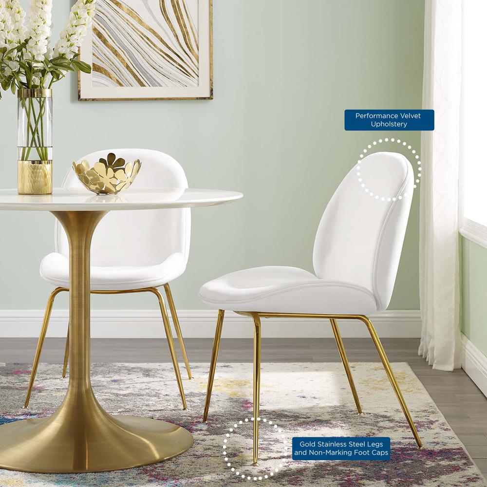 Scoop Gold Stainless Steel Leg Performance Velvet Dining Chair. Picture 7