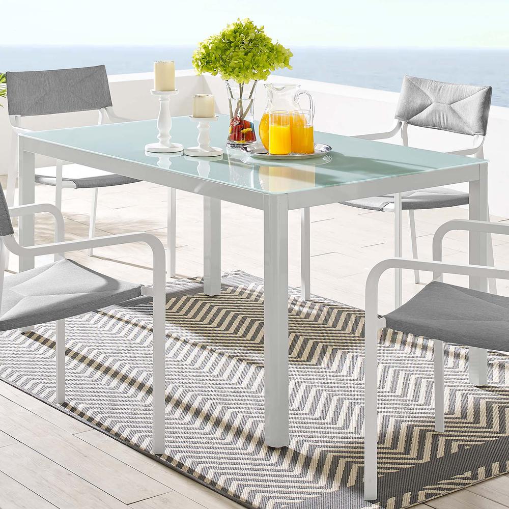 Raleigh 59" Outdoor Patio Aluminum Dining Table. Picture 6