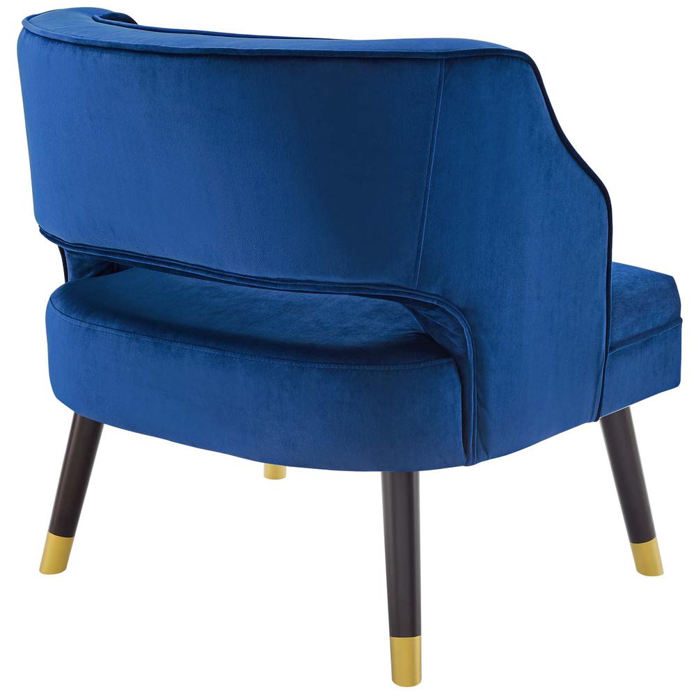 Traipse Button Tufted Open Back Performance Velvet Armchair. Picture 3