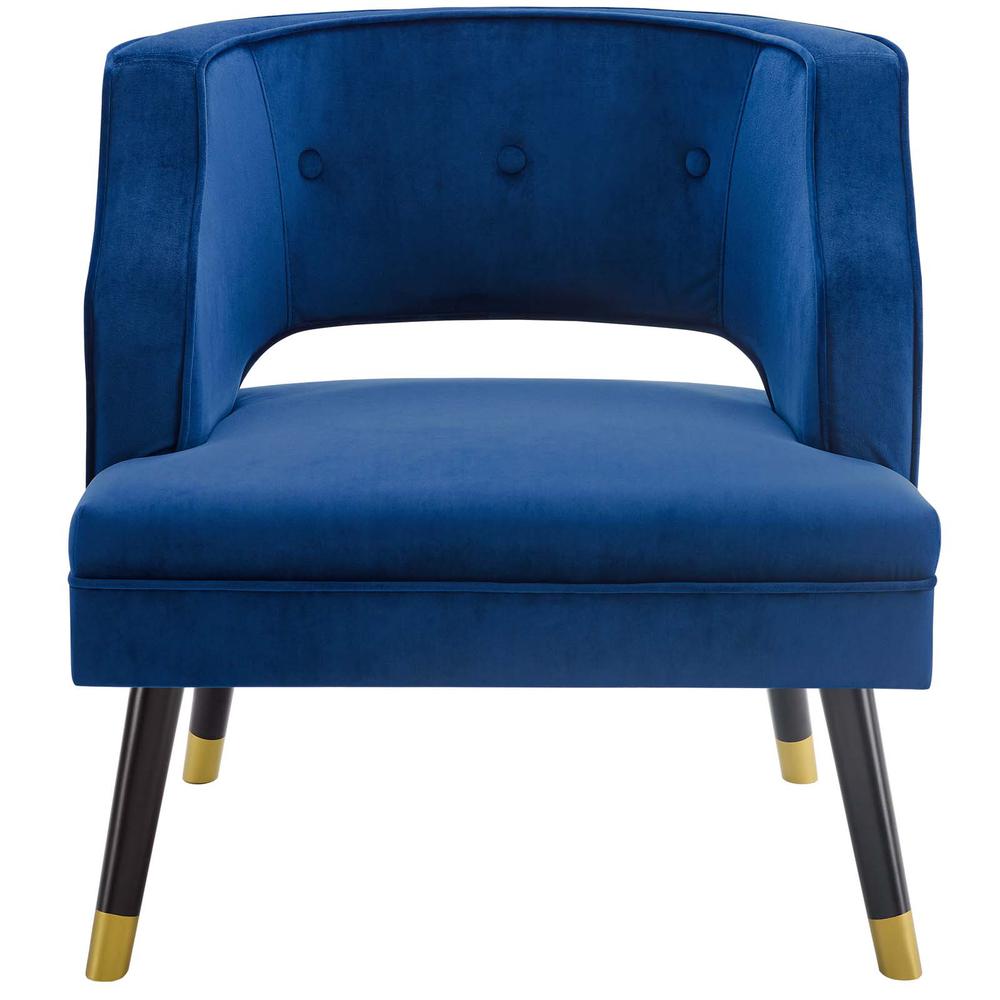 Traipse Button Tufted Open Back Performance Velvet Armchair. Picture 4
