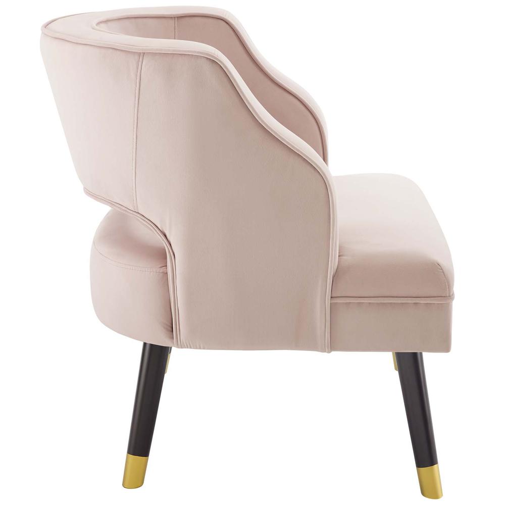 Traipse Button Tufted Open Back Performance Velvet Armchair - Pink EEI-3579-PNK. Picture 2