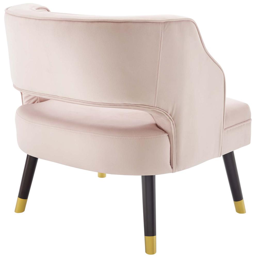 Traipse Button Tufted Open Back Performance Velvet Armchair - Pink EEI-3579-PNK. Picture 3