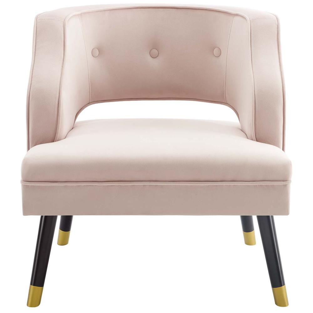 Traipse Button Tufted Open Back Performance Velvet Armchair - Pink EEI-3579-PNK. Picture 4