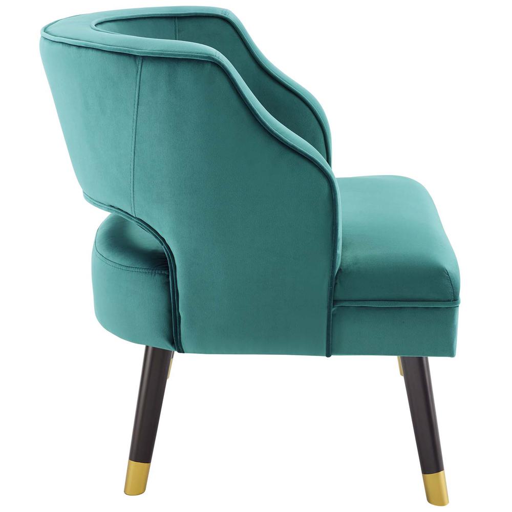 Traipse Button Tufted Open Back Performance Velvet Armchair. Picture 2