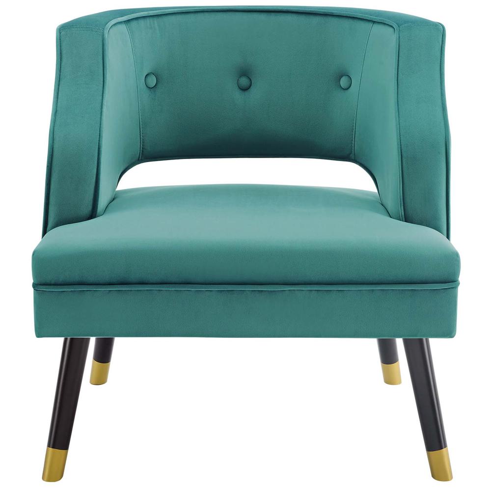Traipse Button Tufted Open Back Performance Velvet Armchair. Picture 4