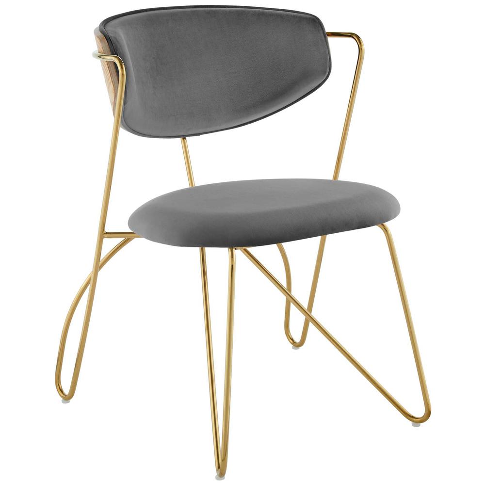 Prevail Gold Stainless Steel Dining and Accent Performance Velvet Chair. Picture 1
