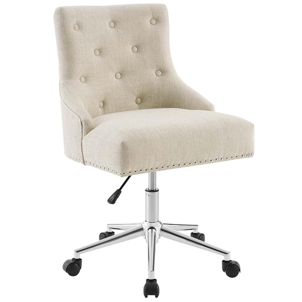 Regent Tufted Button Swivel Upholstered Fabric Office Chair - Beige EEI-3609-BEI. Picture 1