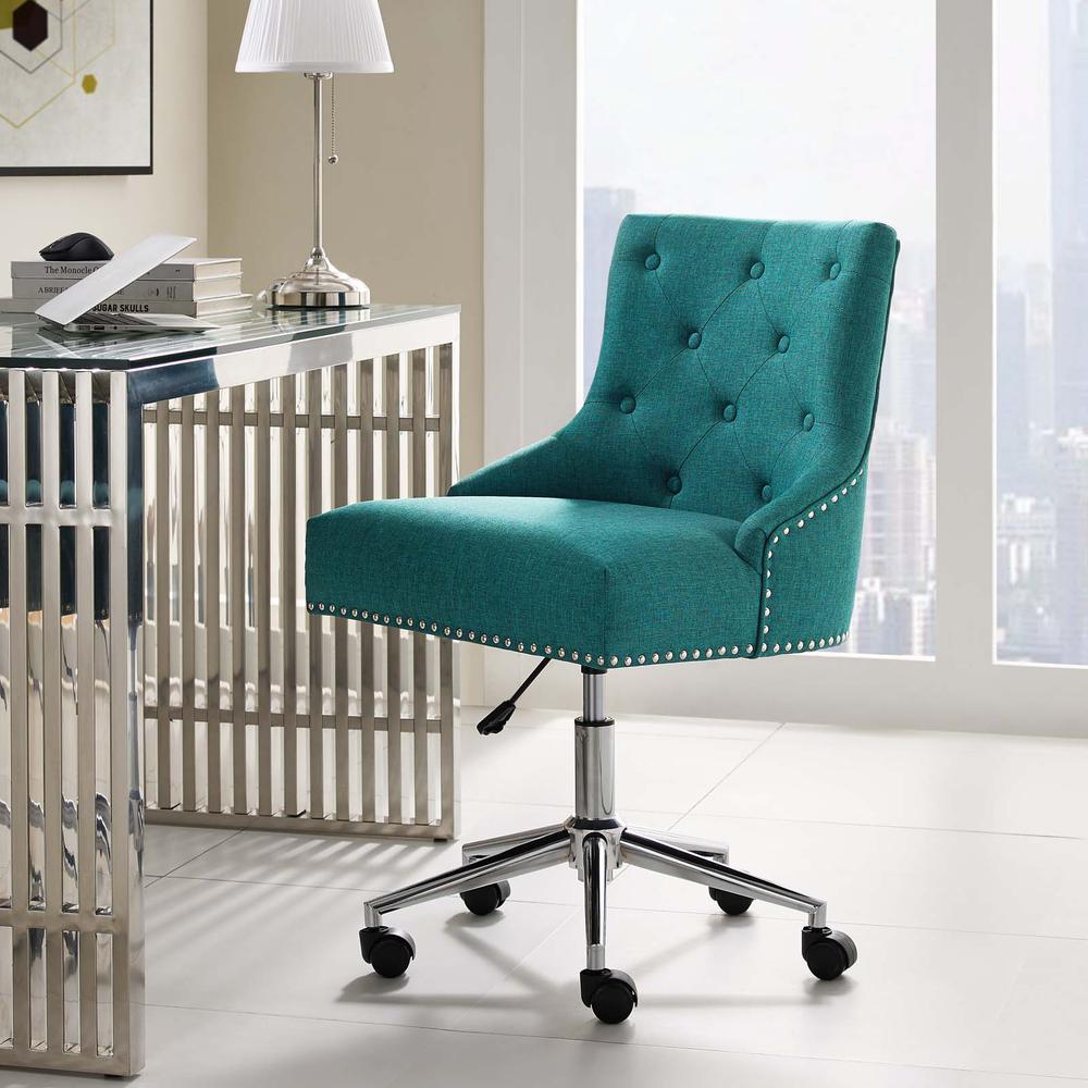 Regent Tufted Button Swivel Upholstered Fabric Office Chair - Teal EEI-3609-TEA. Picture 7