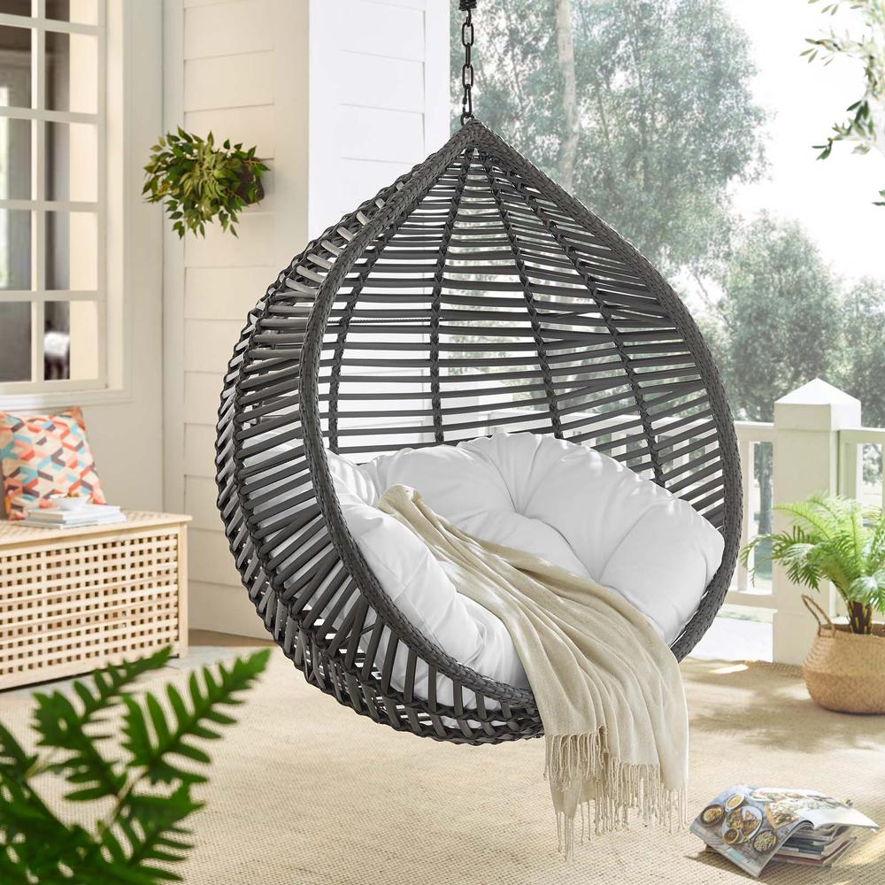 Garner Teardrop Outdoor Patio Swing Chair Without Stand - Gray White EEI-3637-GRY-WHI. Picture 5
