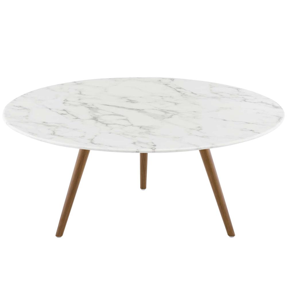Lippa 36" Round Artificial Marble Coffee Table with Tripod Base. Picture 1