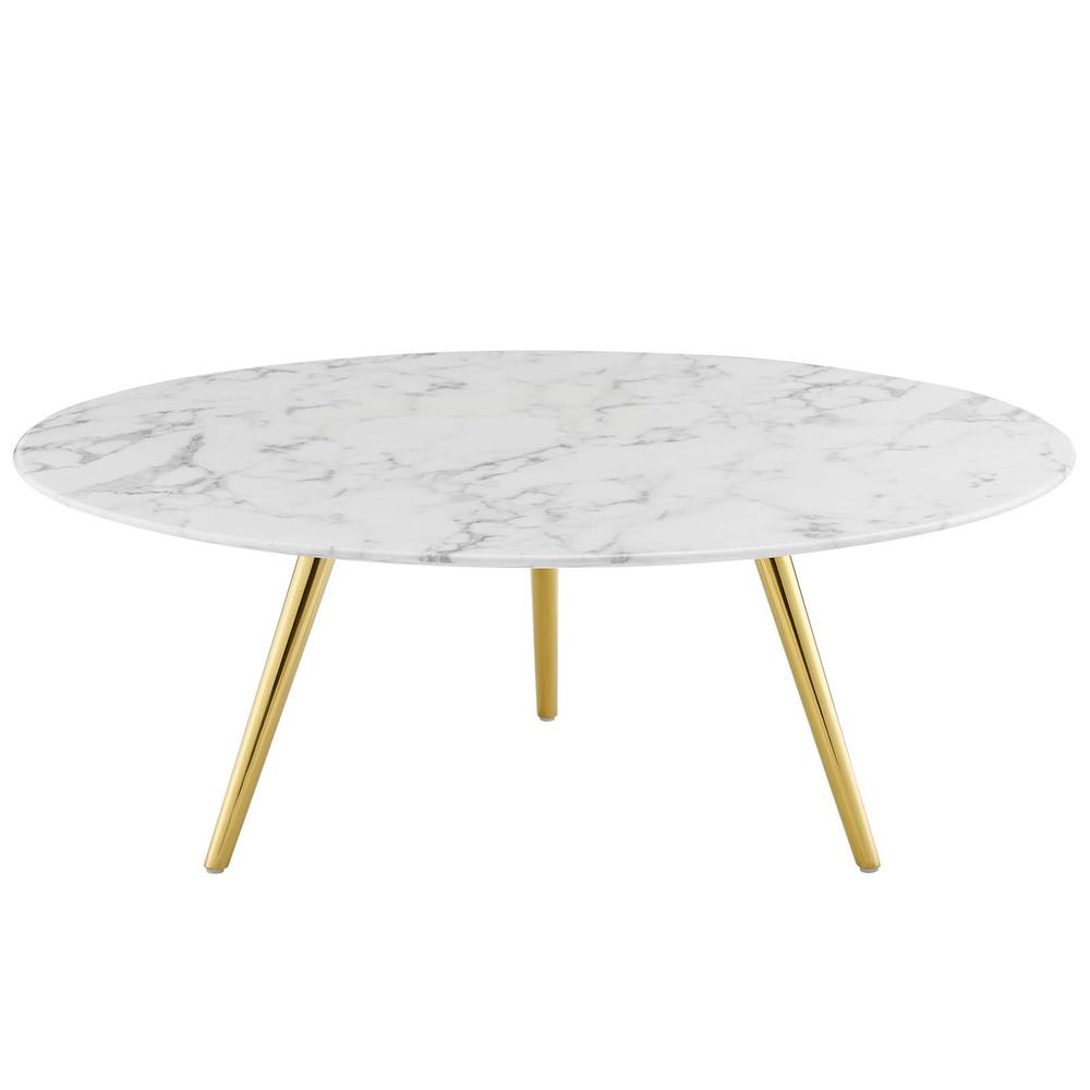Lippa 40" Round Artificial Marble Coffee Table with Tripod Base. Picture 1