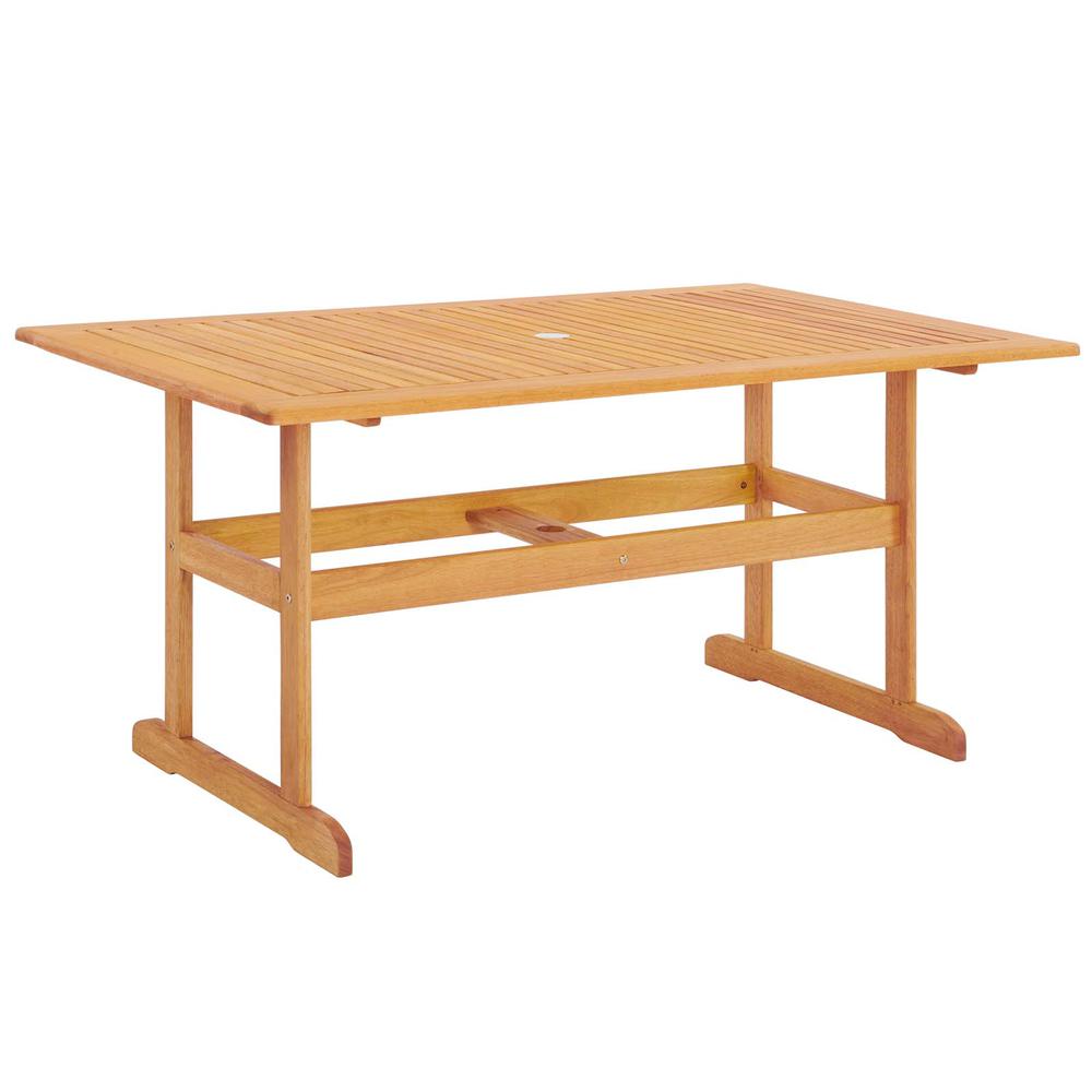 Hatteras 59" Rectangle Outdoor Patio Eucalyptus Wood Dining Table. Picture 1