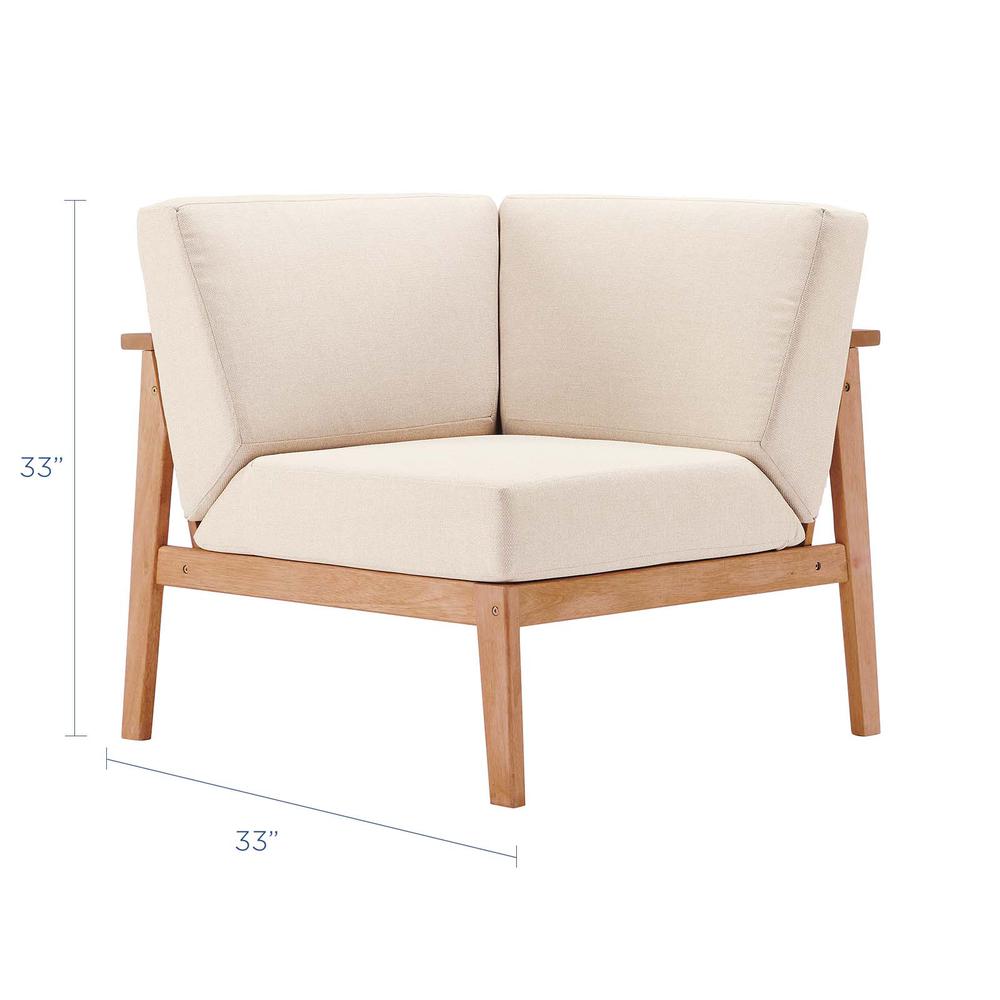 Sedona Outdoor Patio Eucalyptus Wood Sectional Sofa Corner Chair. Picture 2