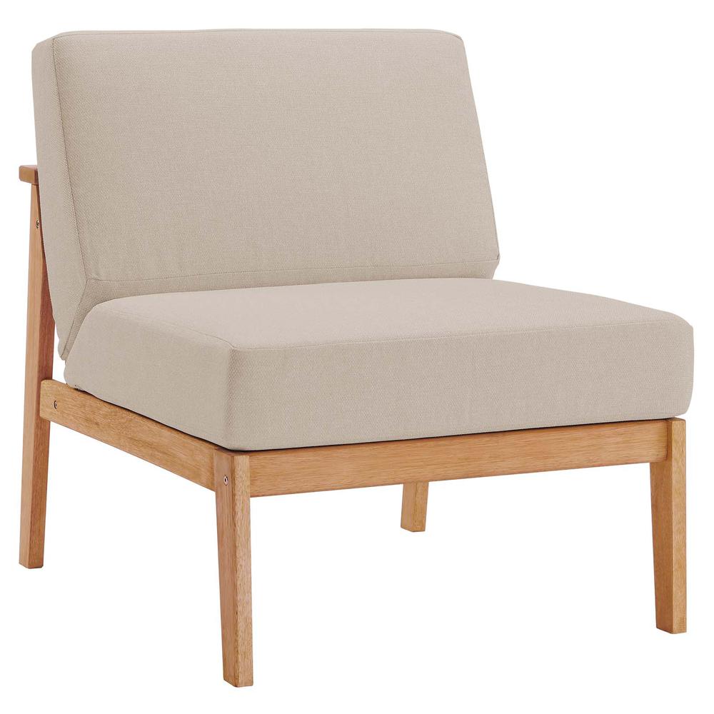Sedona Outdoor Patio Eucalyptus Wood Sectional Sofa Armless Chair. Picture 1