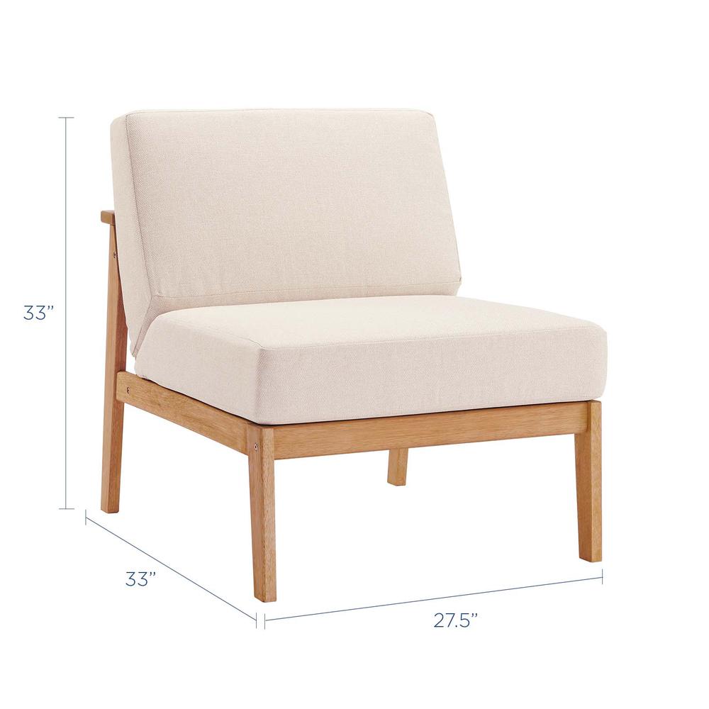 Sedona Outdoor Patio Eucalyptus Wood Sectional Sofa Armless Chair. Picture 2