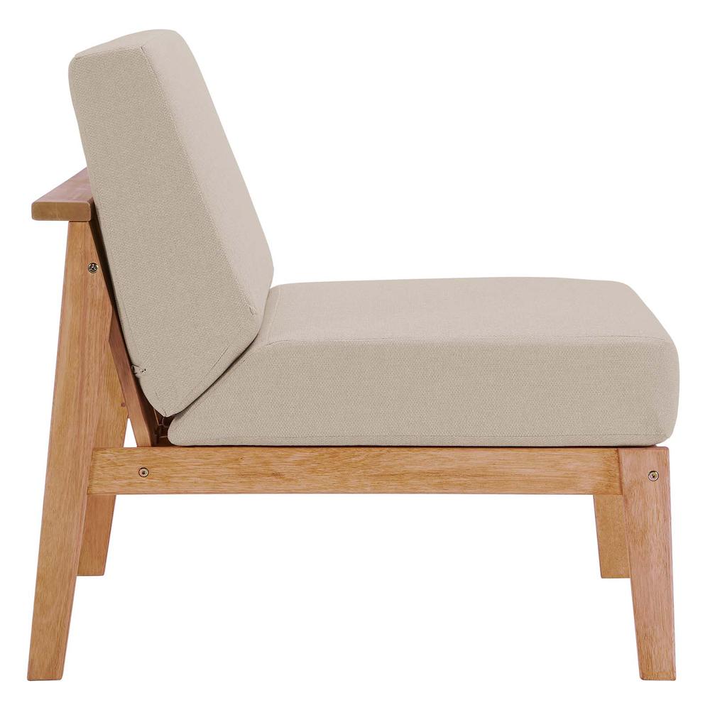 Sedona Outdoor Patio Eucalyptus Wood Sectional Sofa Armless Chair. Picture 3