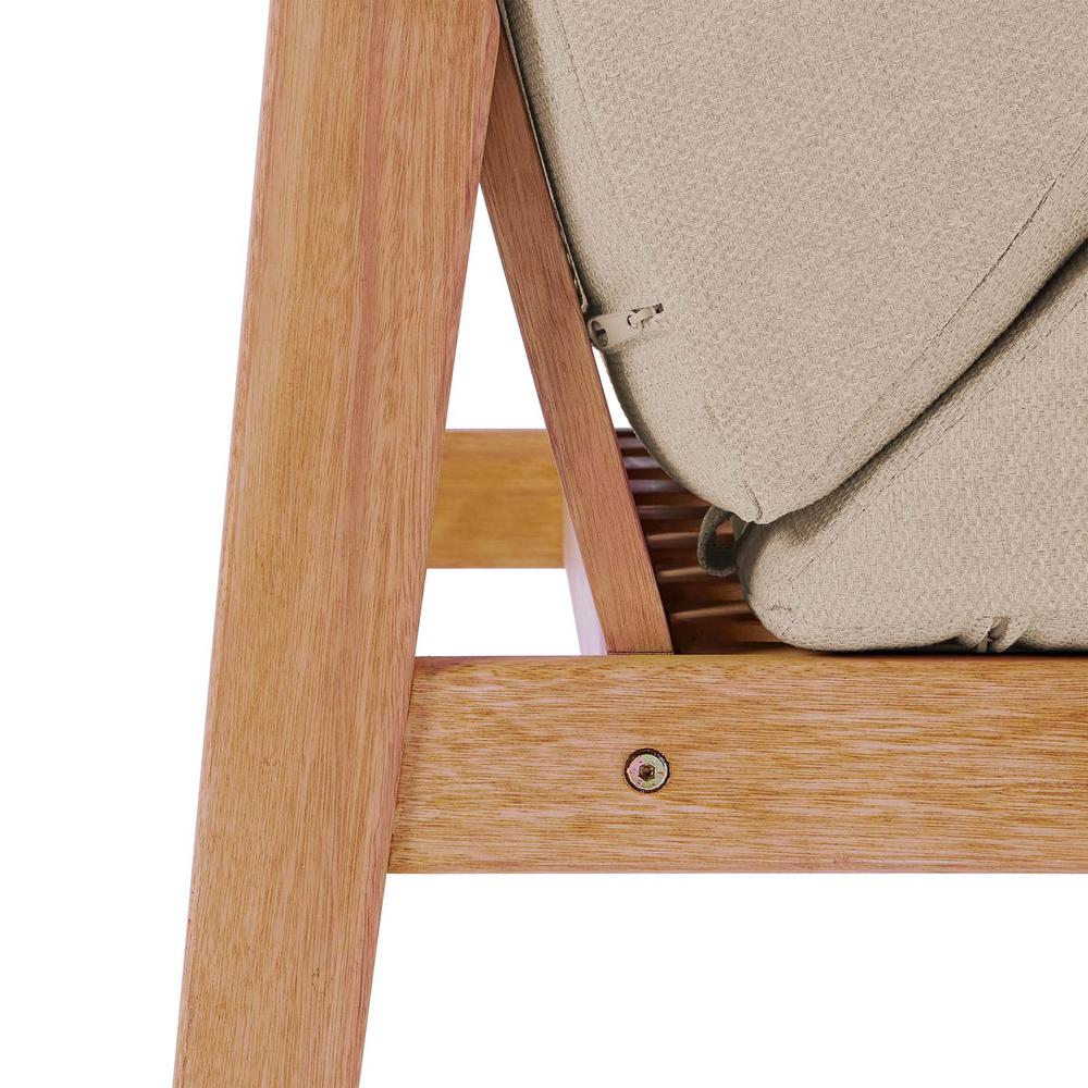 Sedona Outdoor Patio Eucalyptus Wood Sectional Sofa Armless Chair. Picture 7