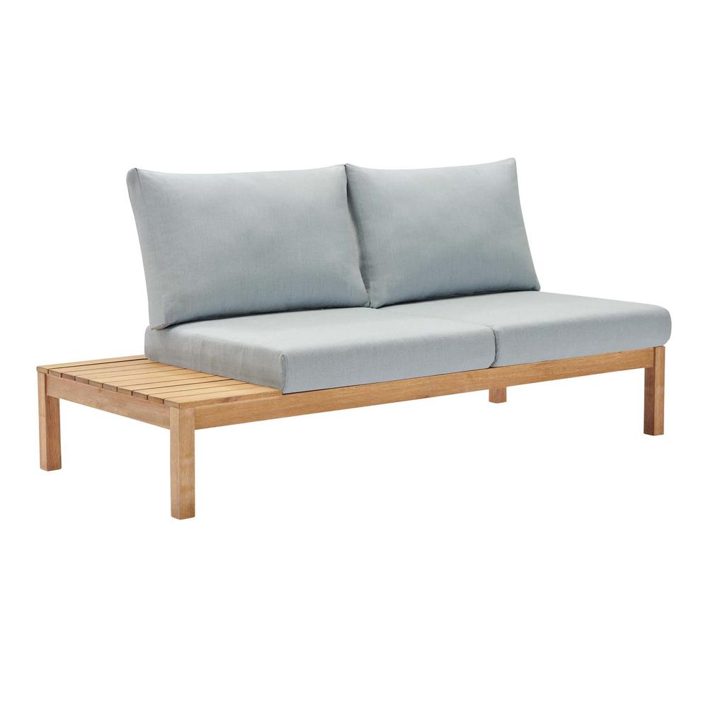 Freeport Karri Wood Outdoor Patio Loveseat with Left-Facing Side End Table. Picture 1