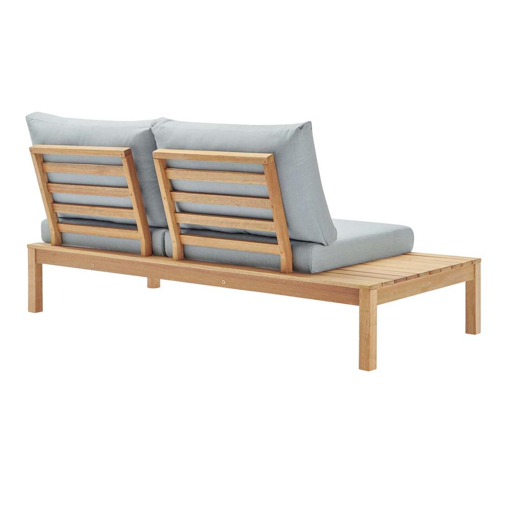 Freeport Karri Wood Outdoor Patio Loveseat with Left-Facing Side End Table. Picture 4