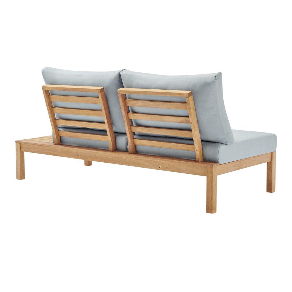 Freeport Karri Wood Outdoor Patio Loveseat with Right-Facing Side End Table. Picture 3