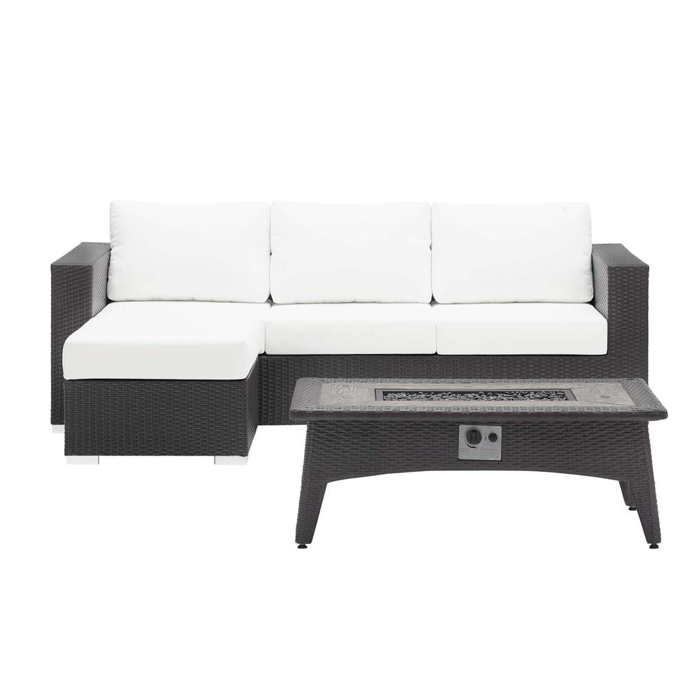 Convene 3 Piece Set Outdoor Patio with Fire Pit - Espresso White EEI-3724-EXP-WHI-SET. The main picture.