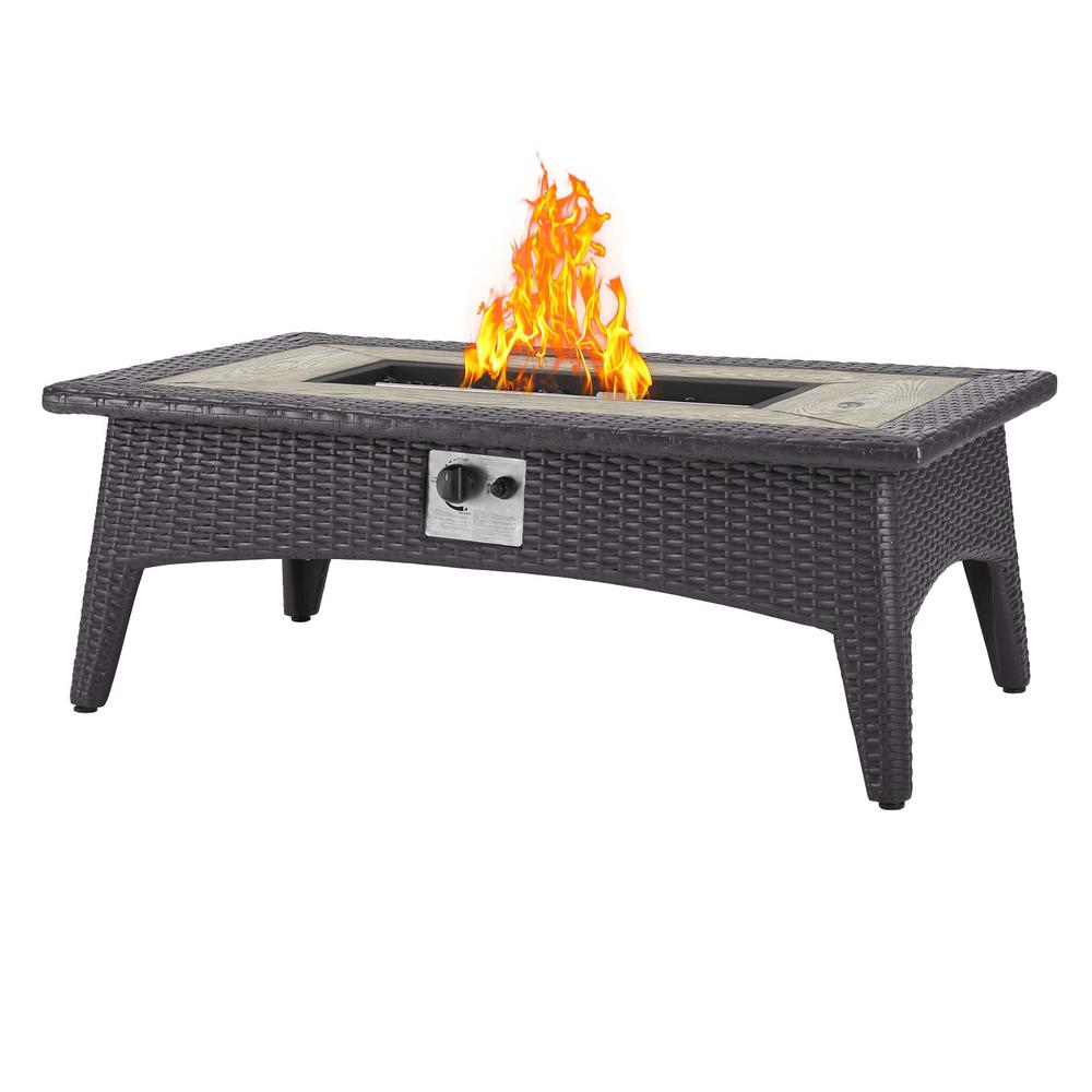 Convene 3 Piece Set Outdoor Patio with Fire Pit - Espresso White EEI-3724-EXP-WHI-SET. Picture 8