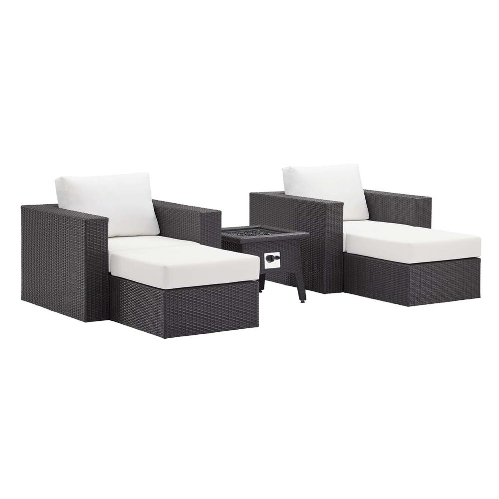 Convene 5 Piece Set Outdoor Patio with Fire Pit - Espresso White EEI-3726-EXP-WHI-SET. Picture 1