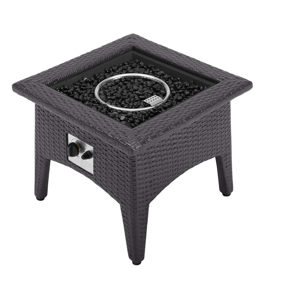Convene 5 Piece Set Outdoor Patio with Fire Pit - Espresso White EEI-3726-EXP-WHI-SET. Picture 8