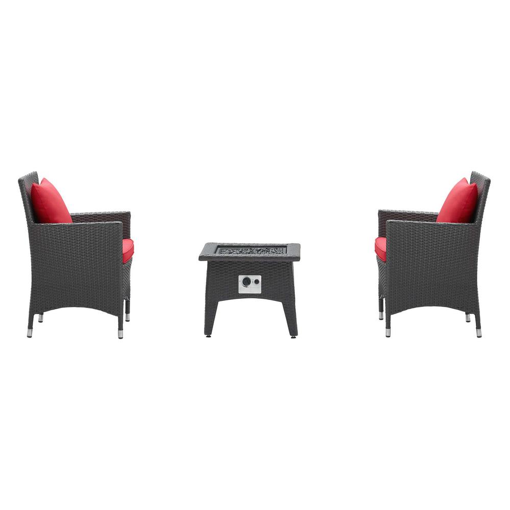 Convene 3 Piece Set Outdoor Patio with Fire Pit -Espresso Red EEI-3729-EXP-RED-SET. Picture 2