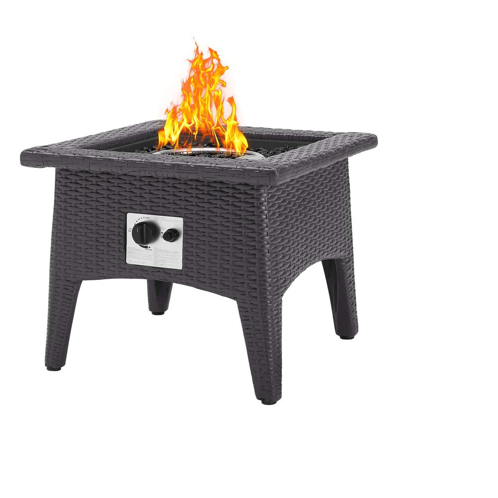 Convene 3 Piece Set Outdoor Patio with Fire Pit -Espresso Red EEI-3729-EXP-RED-SET. Picture 7