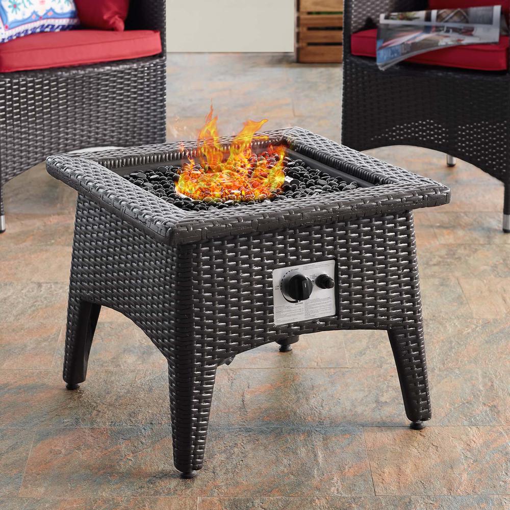 Convene 3 Piece Set Outdoor Patio with Fire Pit -Espresso Red EEI-3729-EXP-RED-SET. Picture 8