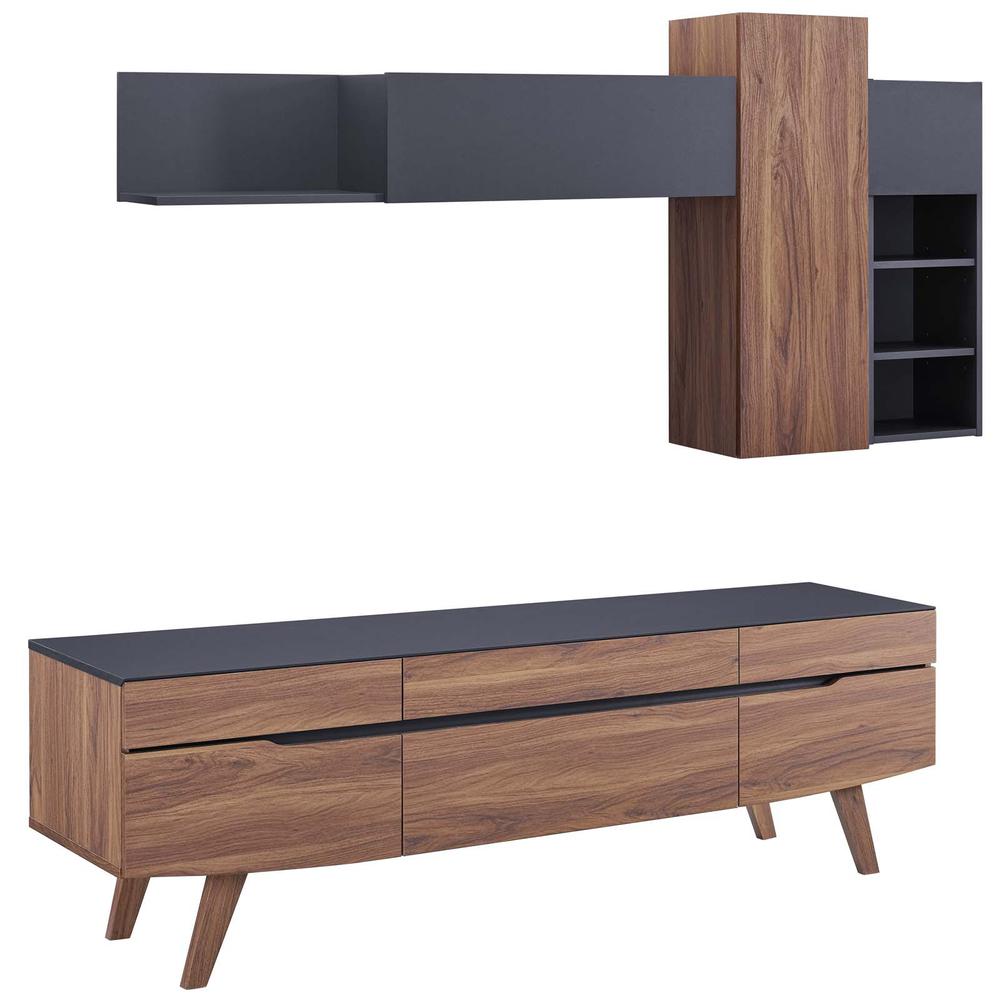 Scope 2 Piece Entertainment Center - Walnut Gray EEI-3732-WAL-GRY-SET. Picture 1