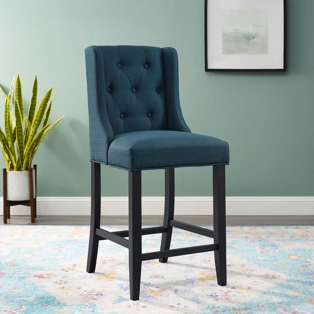 Baronet Tufted Button Upholstered Fabric Counter Stool - Azure EEI-3739-AZU. Picture 7