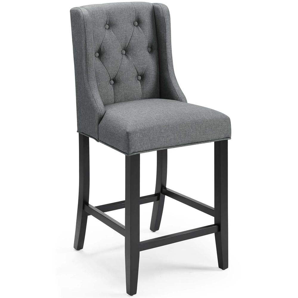 Baronet Tufted Button Upholstered Fabric Counter Stool - Gray EEI-3739-GRY. The main picture.