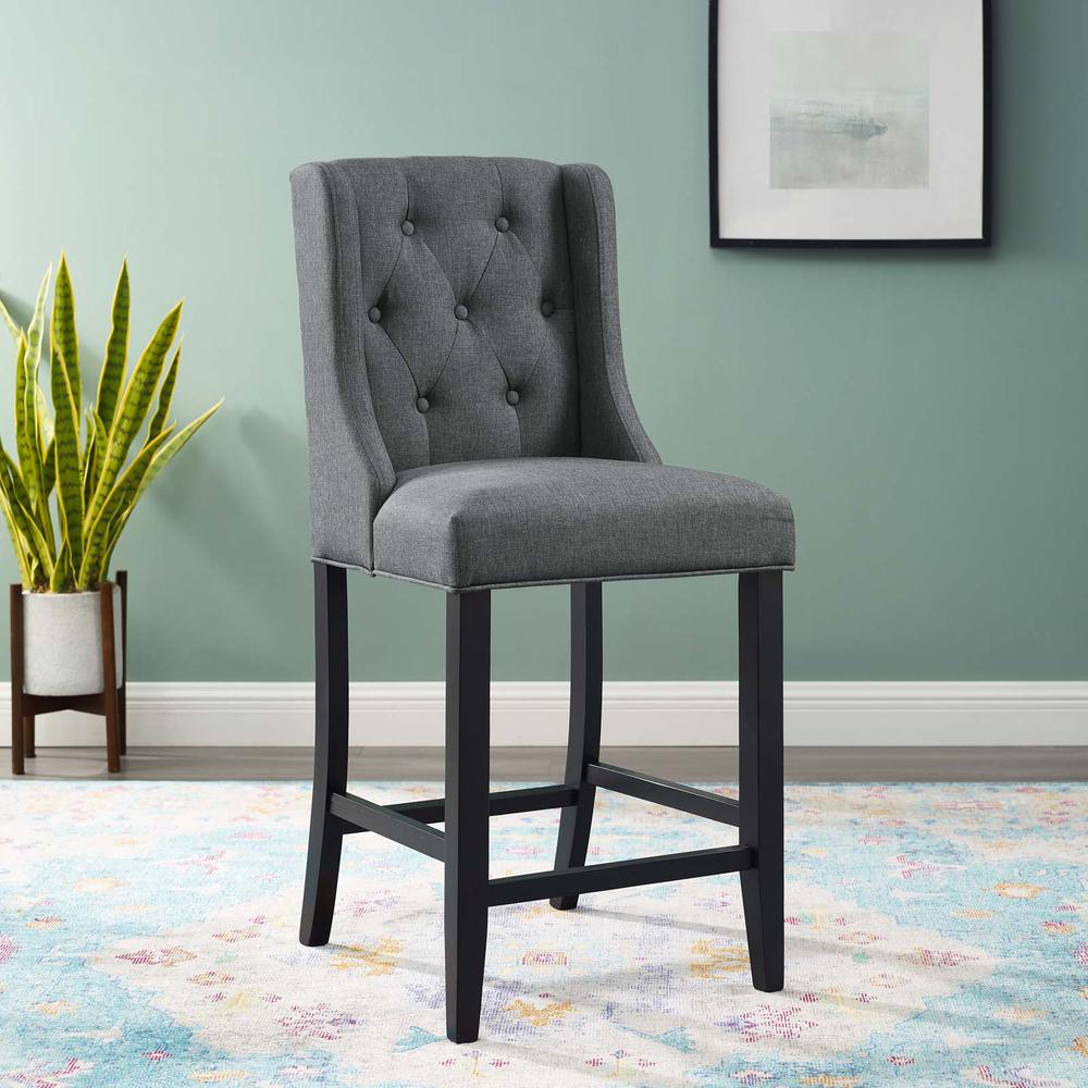 Baronet Tufted Button Upholstered Fabric Counter Stool - Gray EEI-3739-GRY. Picture 7