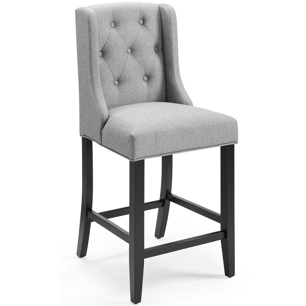 Baronet Tufted Button Upholstered Fabric Counter Stool - Light Gray EEI-3739-LGR. The main picture.