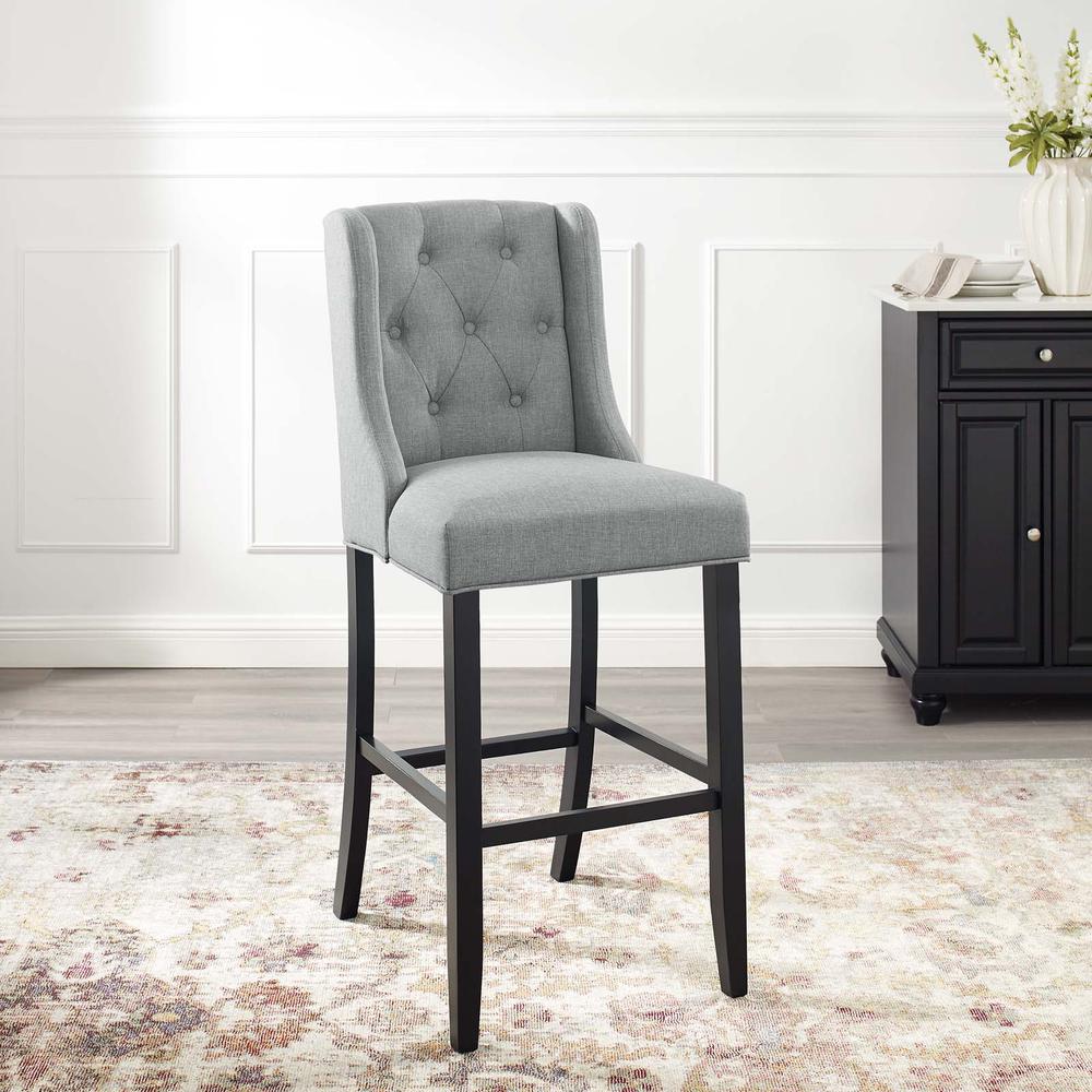 Baronet Tufted Button Upholstered Fabric Bar Stool - Light Gray EEI-3741-LGR. Picture 7