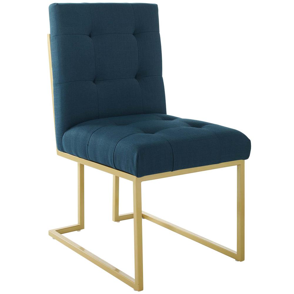 Privy Gold Stainless Steel Upholstered Fabric Dining Accent Chair. Picture 1