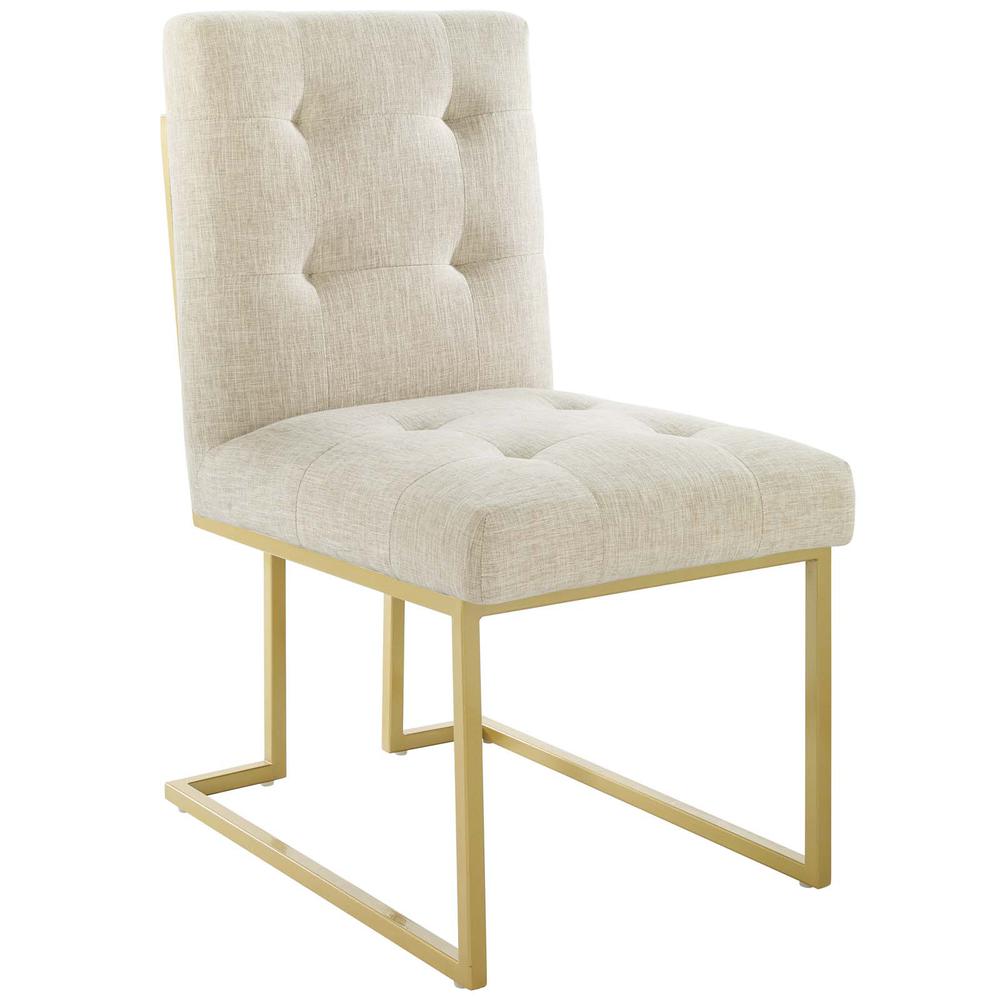 Privy Gold Stainless Steel Upholstered Fabric Dining Accent Chair - Gold Beige EEI-3743-GLD-BEI. The main picture.