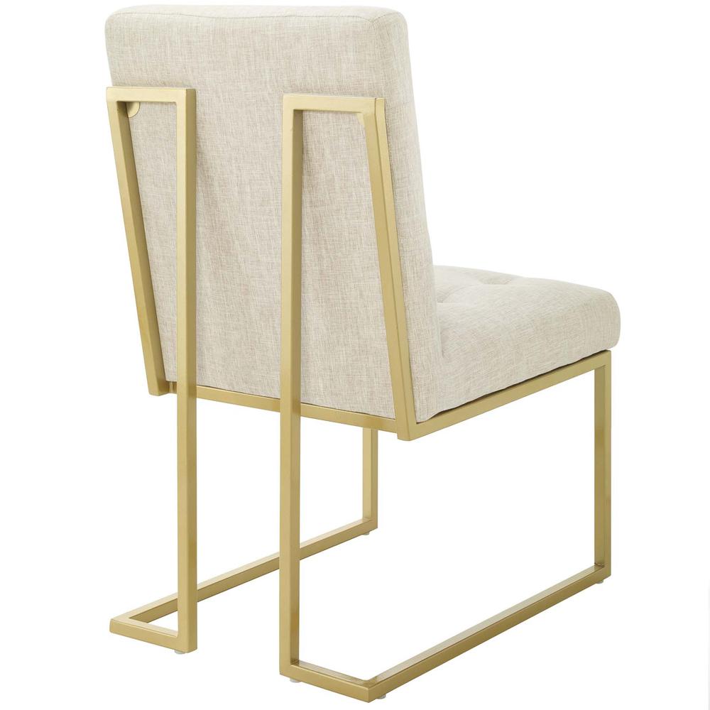Privy Gold Stainless Steel Upholstered Fabric Dining Accent Chair - Gold Beige EEI-3743-GLD-BEI. Picture 3