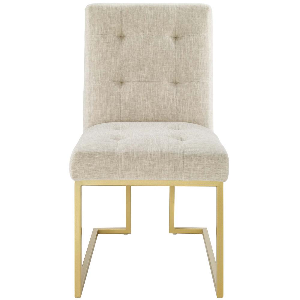 Privy Gold Stainless Steel Upholstered Fabric Dining Accent Chair - Gold Beige EEI-3743-GLD-BEI. Picture 4