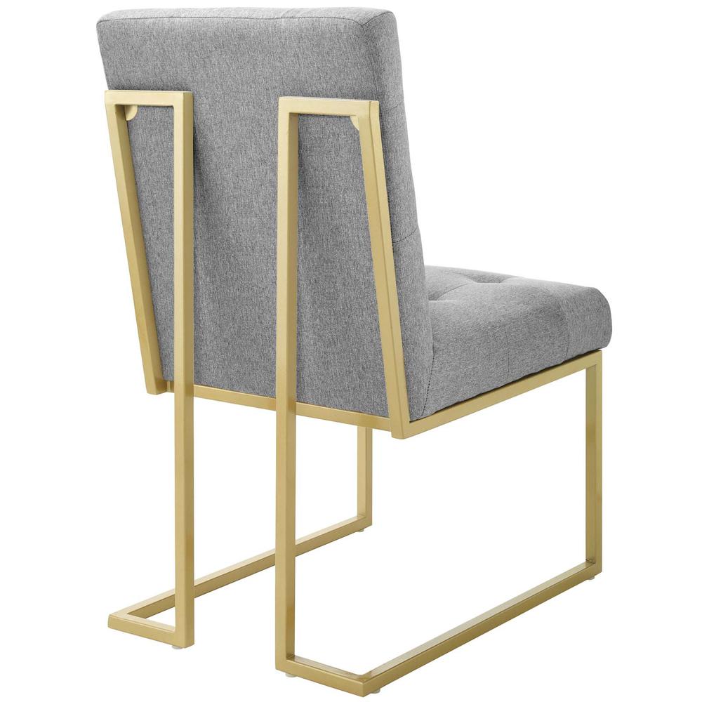 Privy Gold Stainless Steel Upholstered Fabric Dining Accent Chair. Picture 3