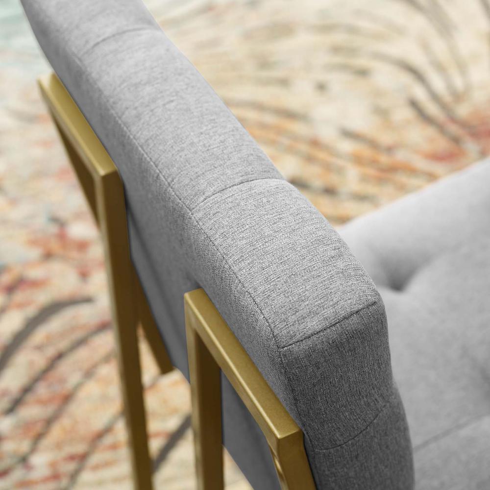 Privy Gold Stainless Steel Upholstered Fabric Dining Accent Chair. Picture 7