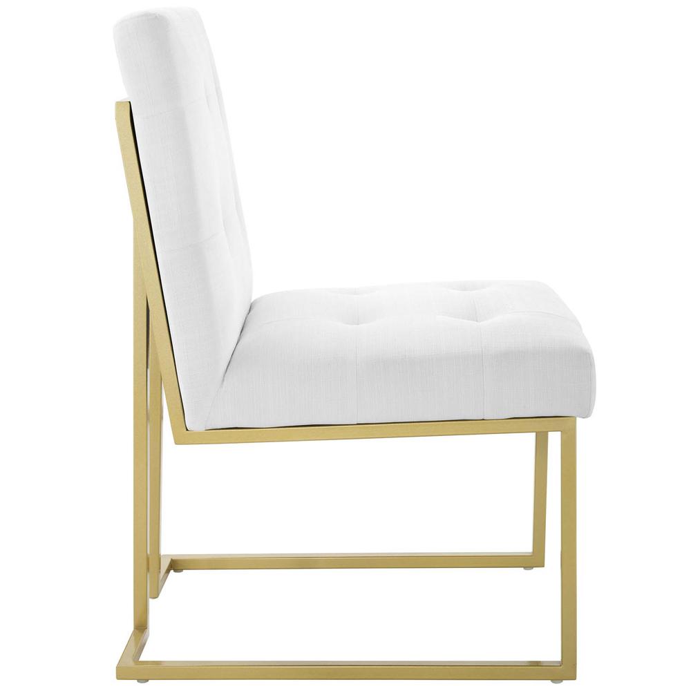 Privy Gold Stainless Steel Upholstered Fabric Dining Accent Chair. Picture 2