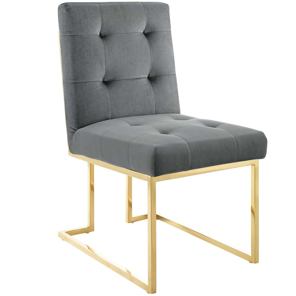 Privy Gold Stainless Steel Performance Velvet Dining Chair. Picture 1
