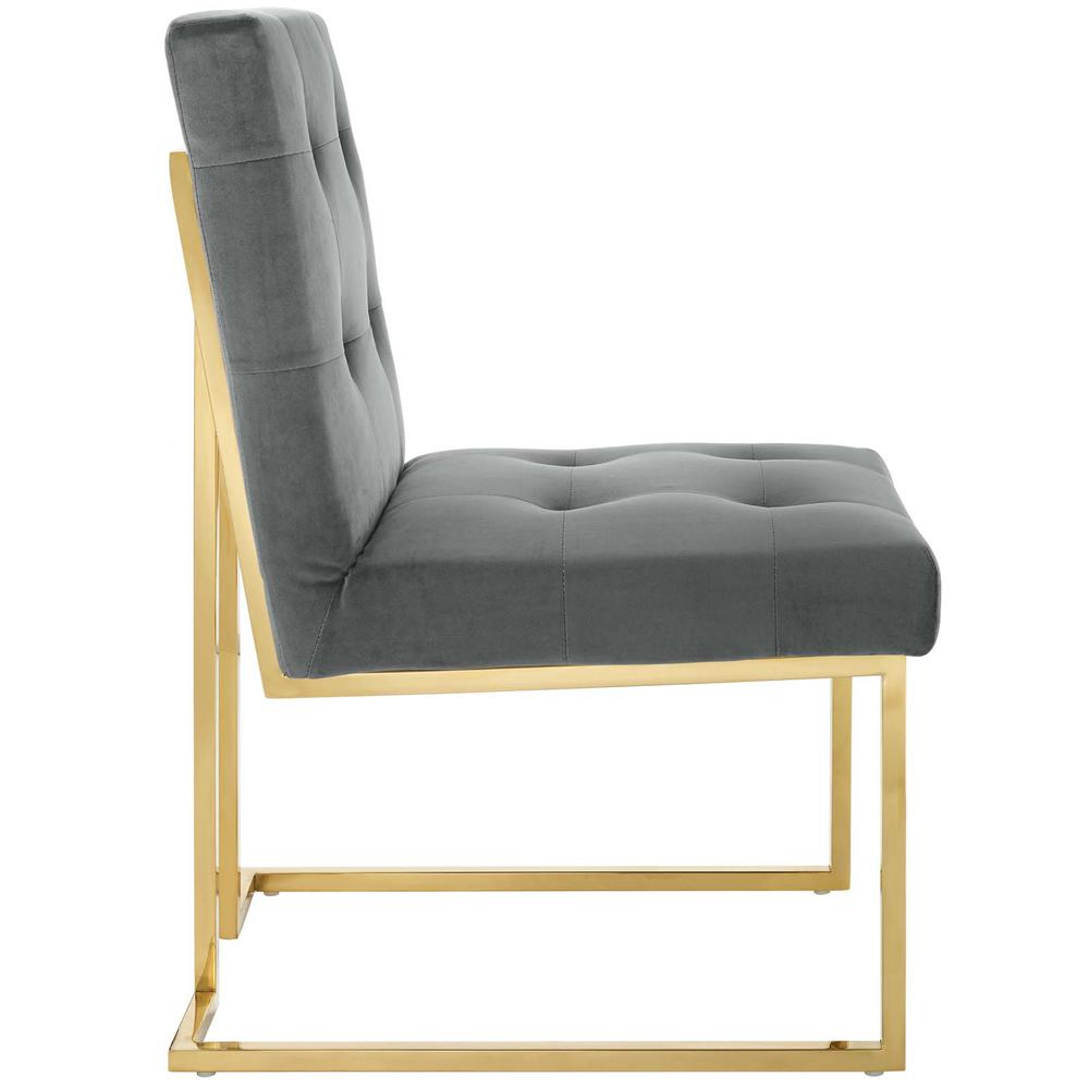 Privy Gold Stainless Steel Performance Velvet Dining Chair. Picture 2