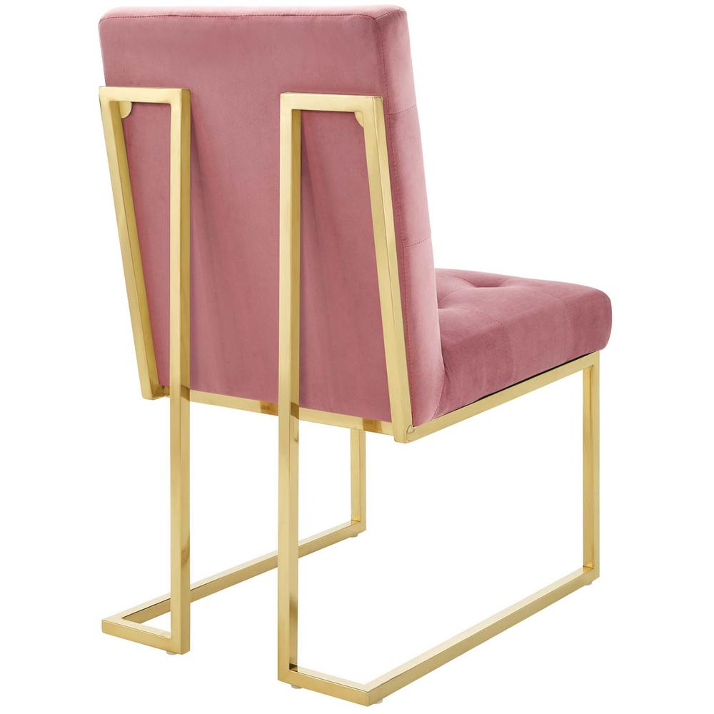 Privy Gold Stainless Steel Performance Velvet Dining Chair. Picture 3