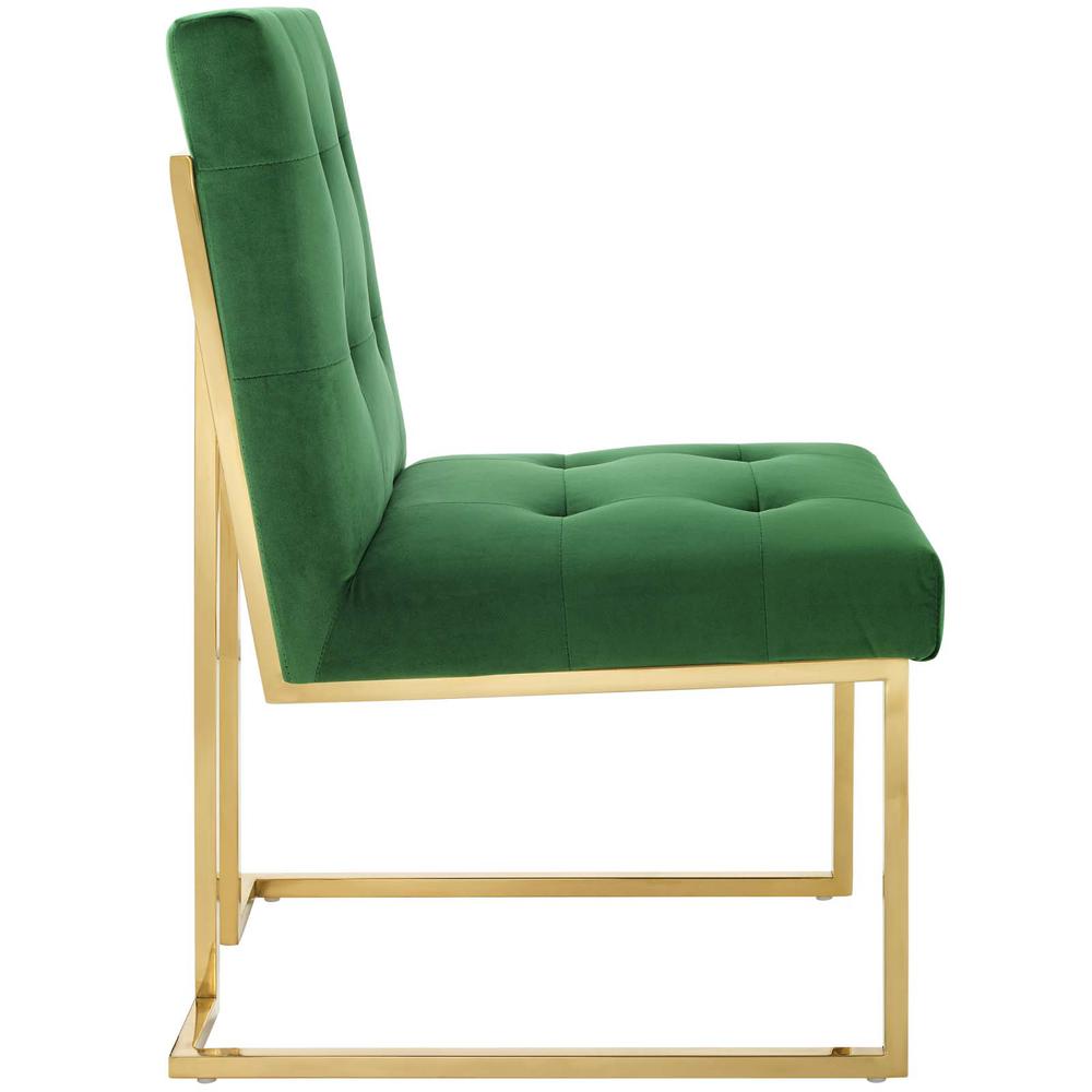 Privy Gold Stainless Steel Performance Velvet Dining Chair - Gold Emerald EEI-3744-GLD-EME. Picture 2